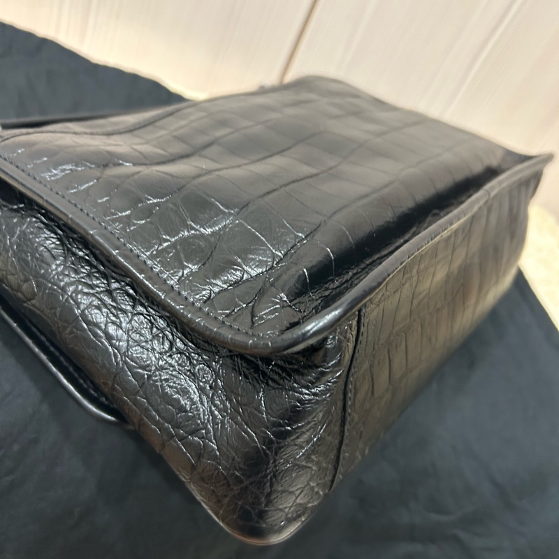 <極新> YSL niki so black 中號 黑色黑鏈皮壓紋 NIKI壓紋皮革中型手袋 #購證-7