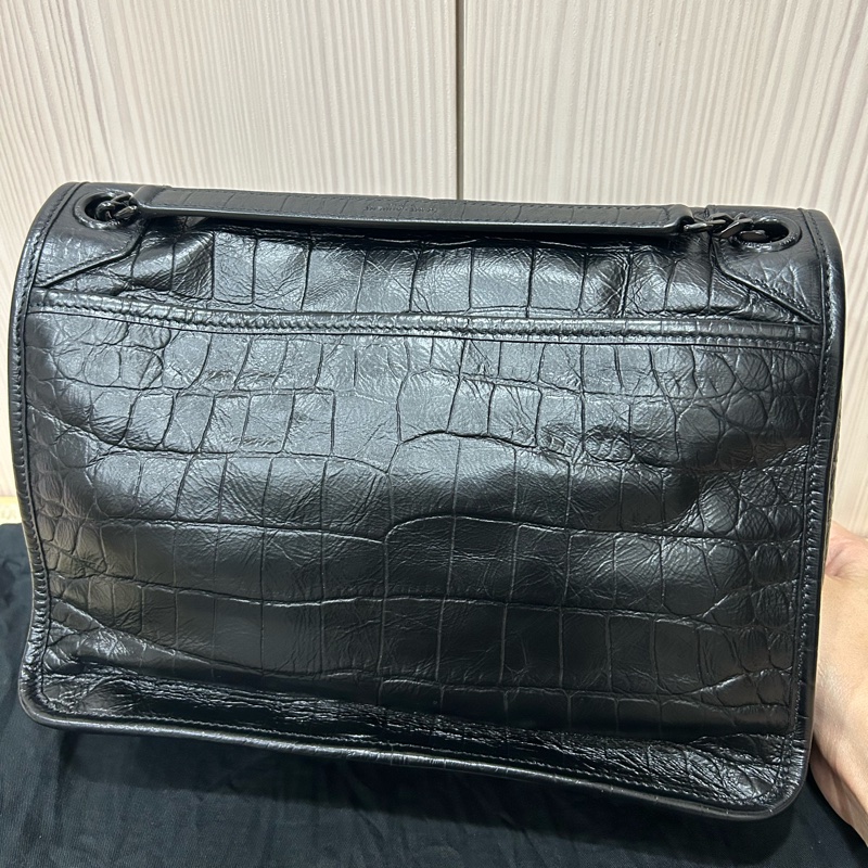 <極新> YSL niki so black 中號 黑色黑鏈皮壓紋 NIKI壓紋皮革中型手袋 #購證-8