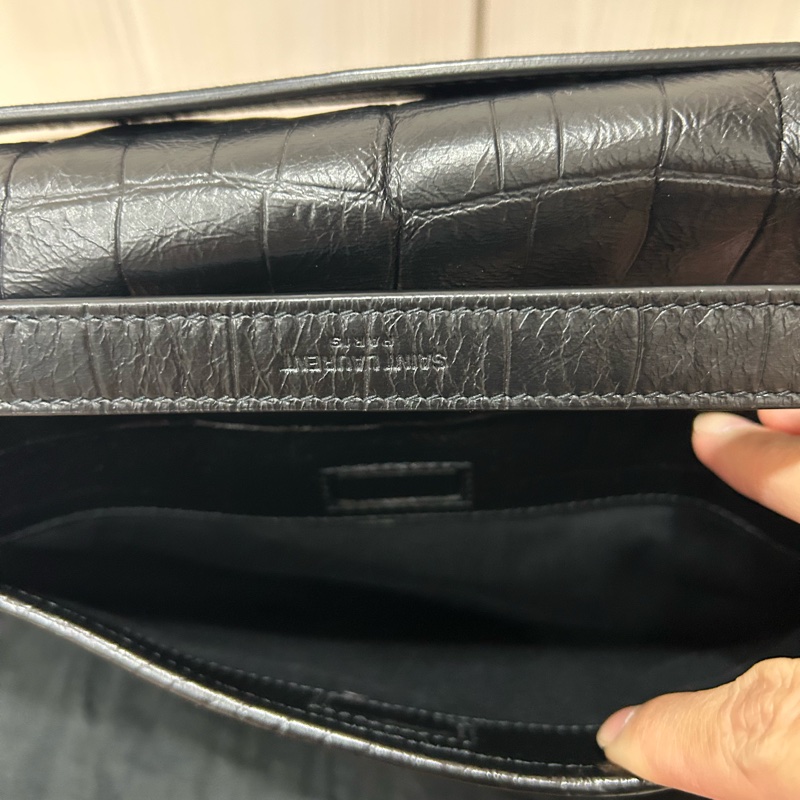 <極新> YSL niki so black 中號 黑色黑鏈皮壓紋 NIKI壓紋皮革中型手袋 #購證-9