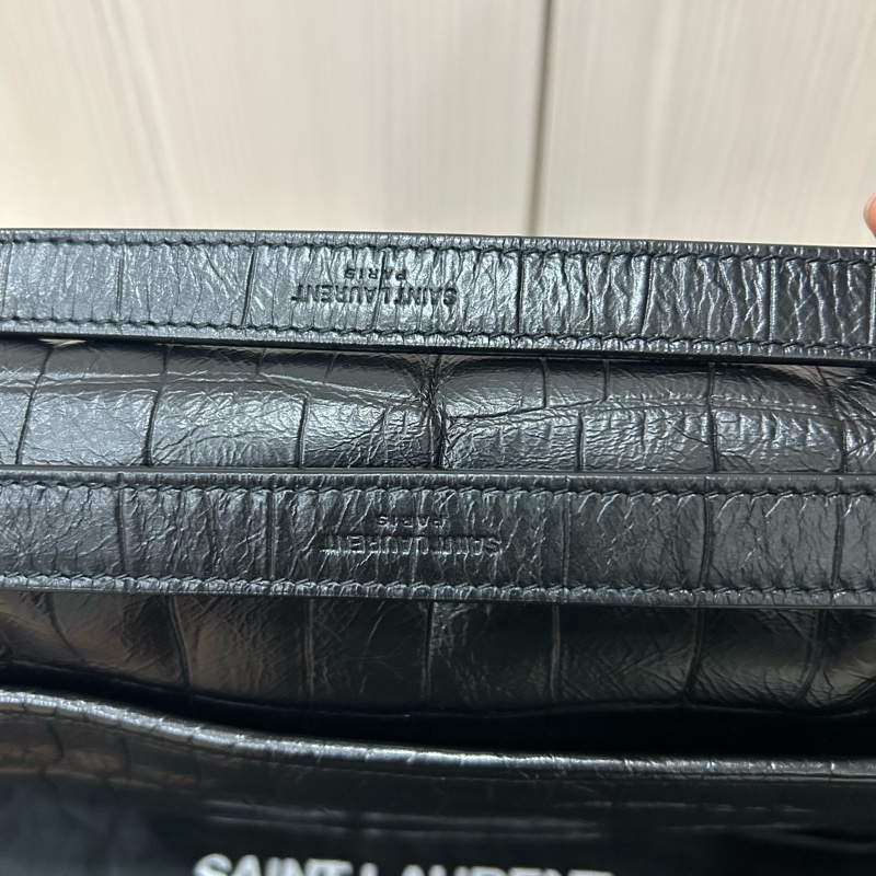 <極新> YSL niki so black 中號 黑色黑鏈皮壓紋 NIKI壓紋皮革中型手袋 #購證-10