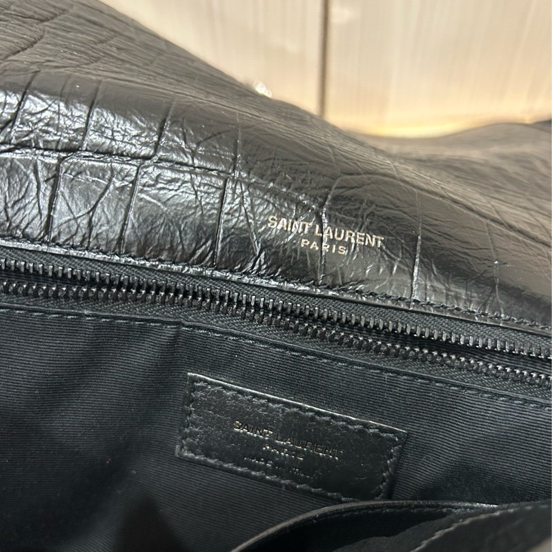 <極新> YSL niki so black 中號 黑色黑鏈皮壓紋 NIKI壓紋皮革中型手袋 #購證-17