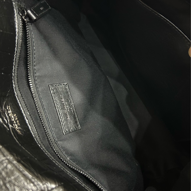 <極新> YSL niki so black 中號 黑色黑鏈皮壓紋 NIKI壓紋皮革中型手袋 #購證-18