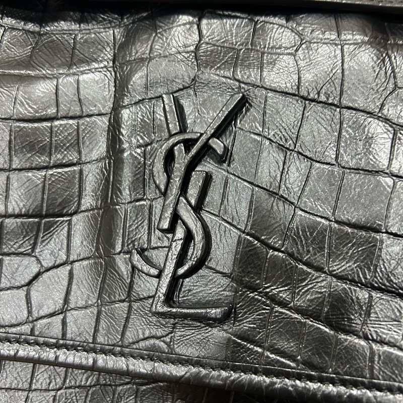 <極新> YSL niki so black 中號 黑色黑鏈皮壓紋 NIKI壓紋皮革中型手袋 #購證-20