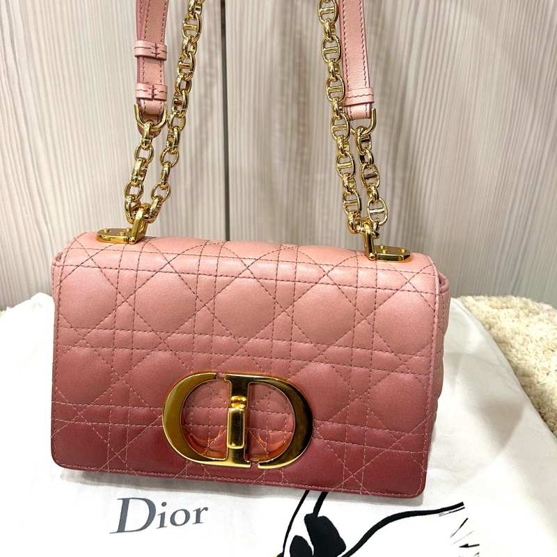 《極新超甜價》Dior caro 20 小號 漸層粉 全配 附台灣購證-1