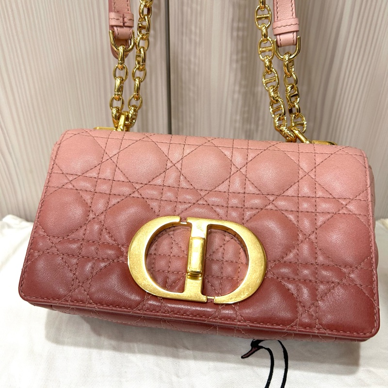 《極新超甜價》Dior caro 20 小號 漸層粉 全配 附台灣購證-2