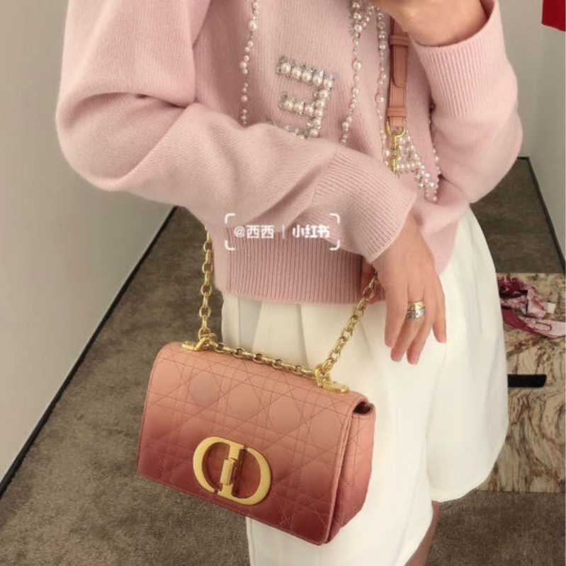 《極新超甜價》Dior caro 20 小號 漸層粉 全配 附台灣購證-18