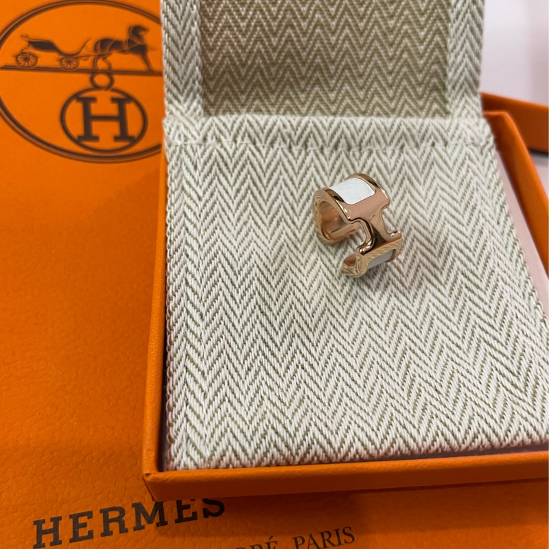 Hermes ear cuff 耳扣 白色/玫瑰金 稀有!全新有單據-10