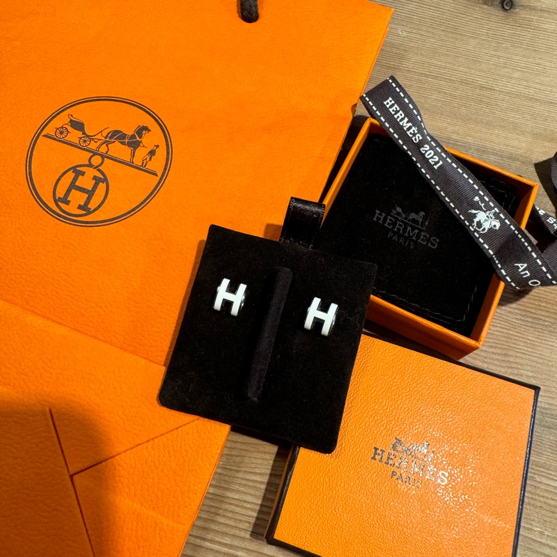 出二手閒置近新愛馬仕mini pop h耳環白銀-0