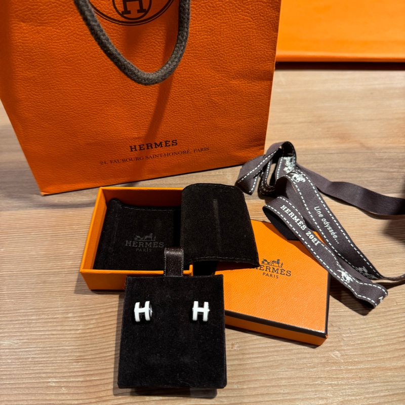 出二手閒置近新愛馬仕mini pop h耳環白銀-8