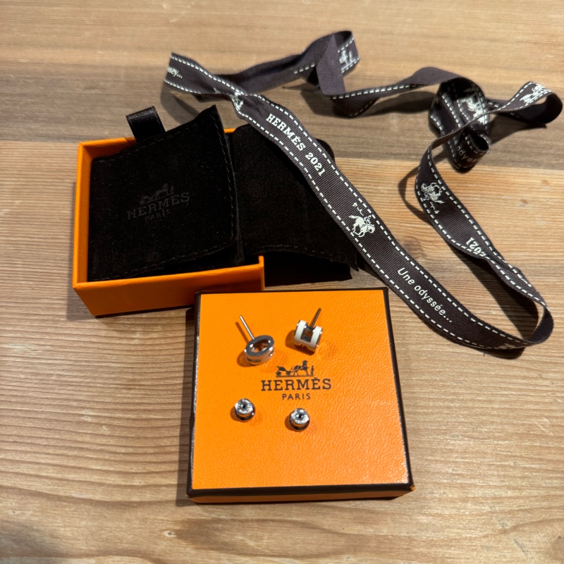 出二手閒置近新愛馬仕mini pop h耳環白銀-17