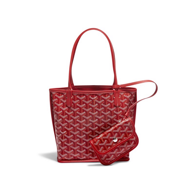 (9成5新) Goyard Anjou Mini Tote 雙面用 紅色-0