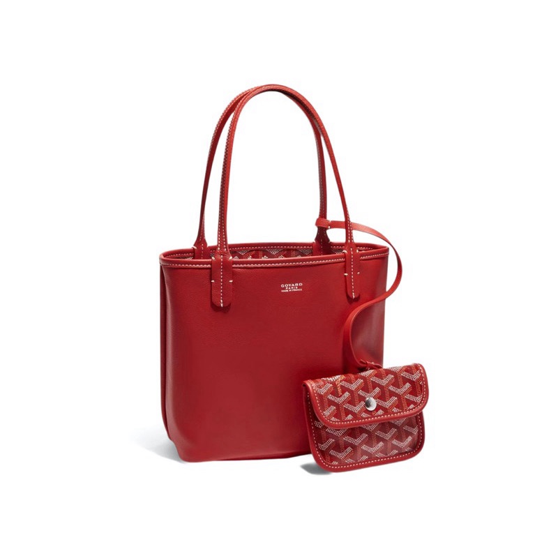 (9成5新) Goyard Anjou Mini Tote 雙面用 紅色-1