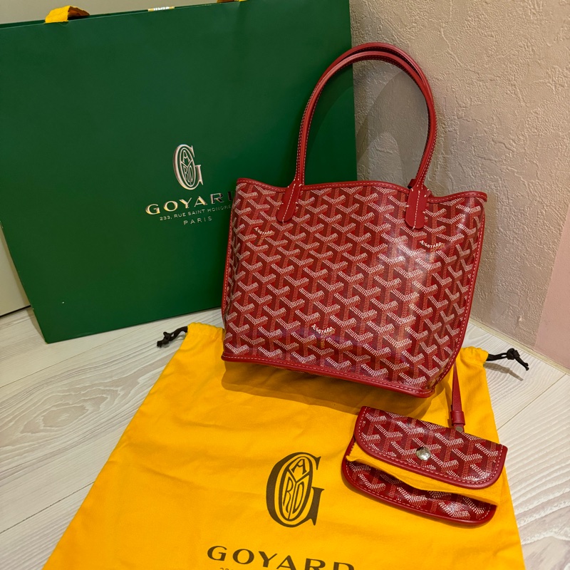 (9成5新) Goyard Anjou Mini Tote 雙面用 紅色-3
