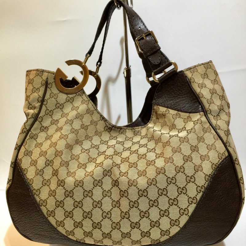 Gucci  經典緹花布 雙G Logo肩背包 /購物包-1