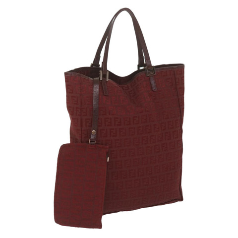 FENDI Zucchino 帆布手提包 紅色 正品 62237