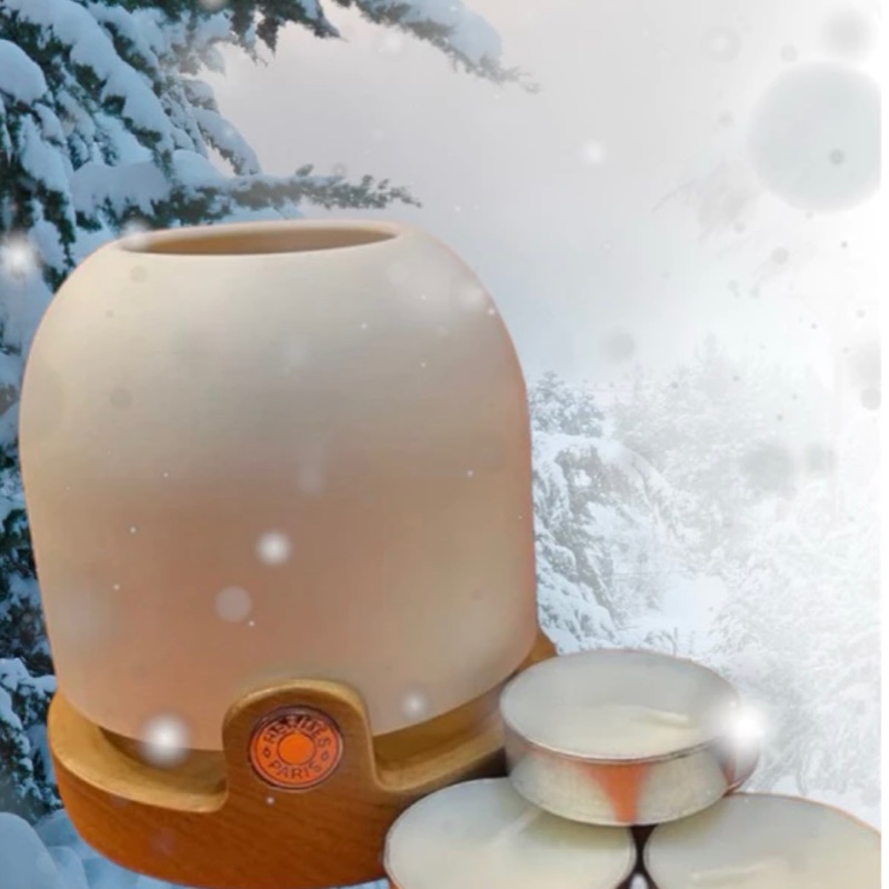 全新二手愛馬仕限量VIP松木陶瓷香氛小 燭燈 送4顆蠟燭  Hermes限量金典款燭燈禮盒#愛馬仕#香芬-3