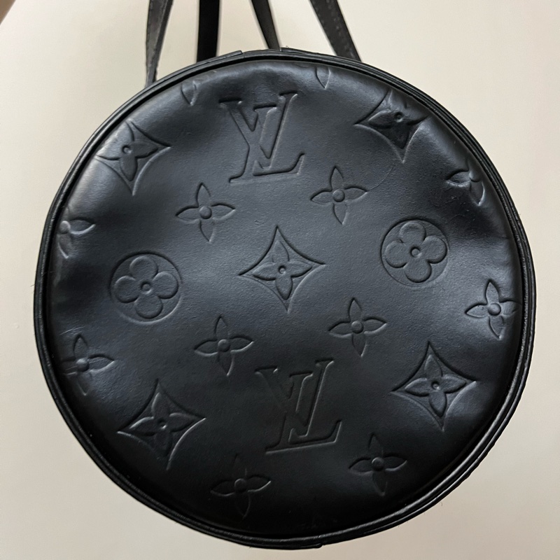 LV, Louis Vuitton 超稀有 圓筒包 手提包 老花 黑色-4