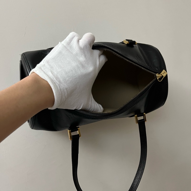 LV, Louis Vuitton 超稀有 圓筒包 手提包 老花 黑色-10