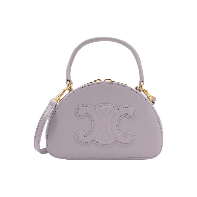Celine 凱旋門半月形牛皮手提兩用包(淺紫)-2