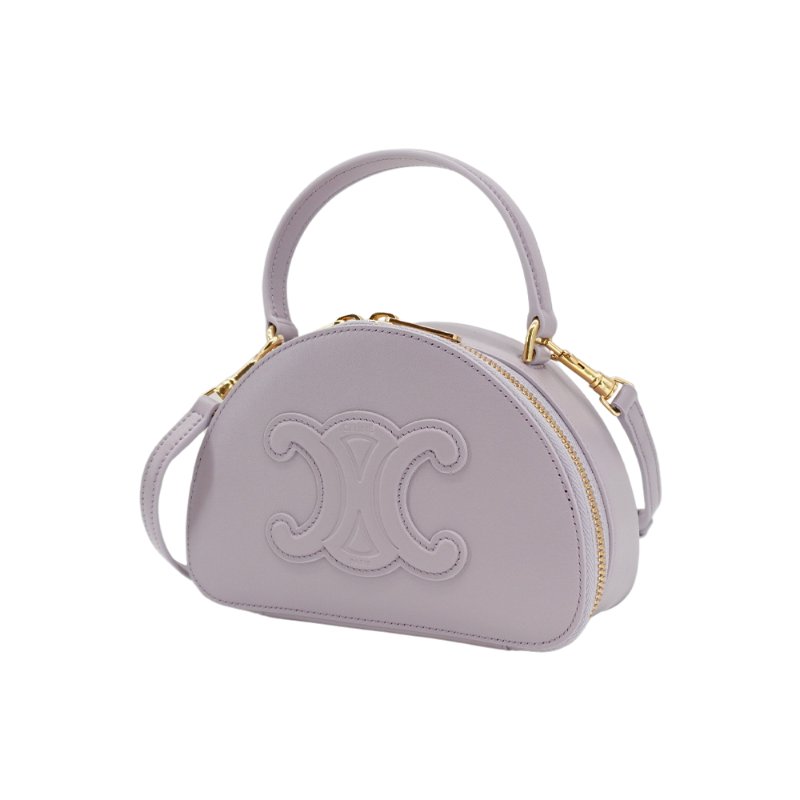 Celine 凱旋門半月形牛皮手提兩用包(淺紫)-3