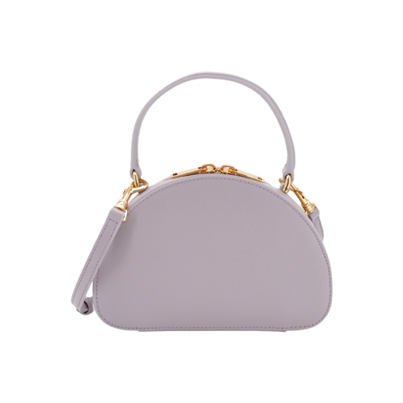 Celine 凱旋門半月形牛皮手提兩用包(淺紫)-4