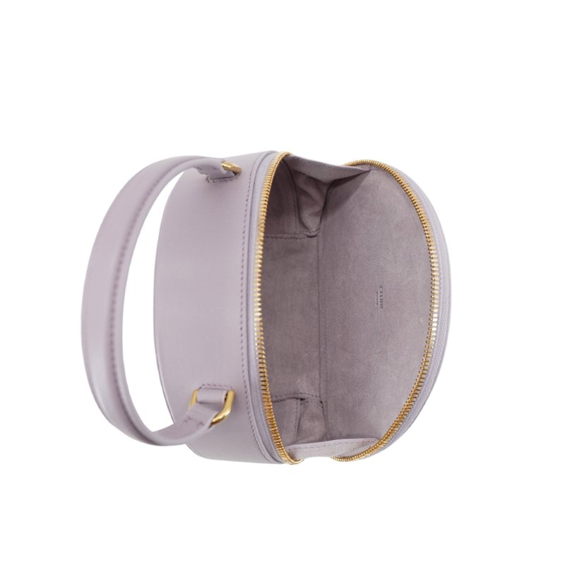 Celine 凱旋門半月形牛皮手提兩用包(淺紫)-6