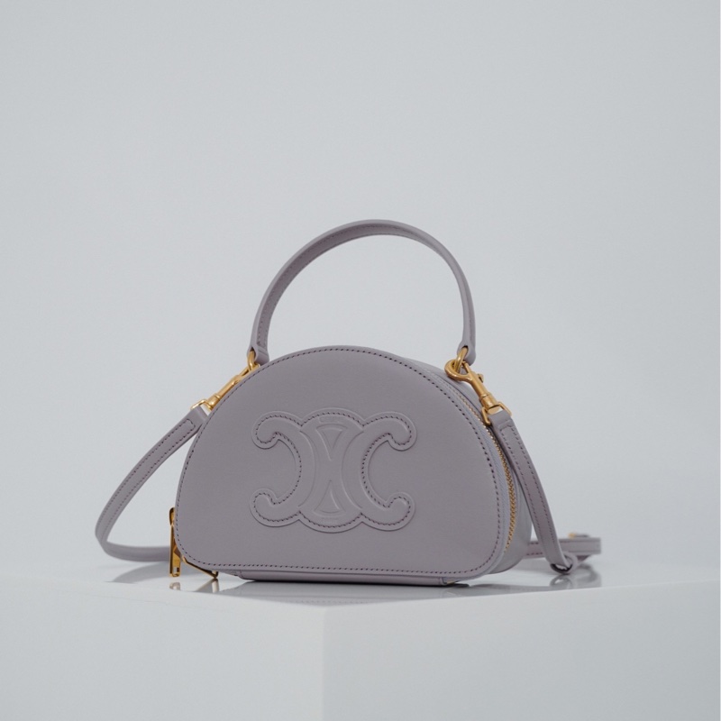 Celine 凱旋門半月形牛皮手提兩用包(淺紫)-1
