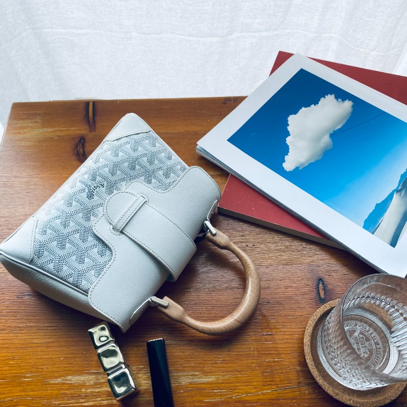 GOYARD 白色全皮 mini Saigon迷你西貢包/肩背包/手提包/斜背包/二用包-0