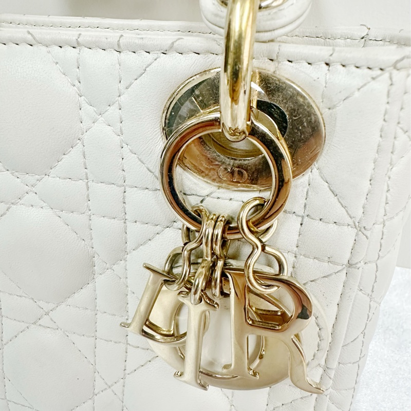 ❌已售❌ Dior Lady Dior Mini 三格黛妃包 Latte Cannage 奶油色淡金-1