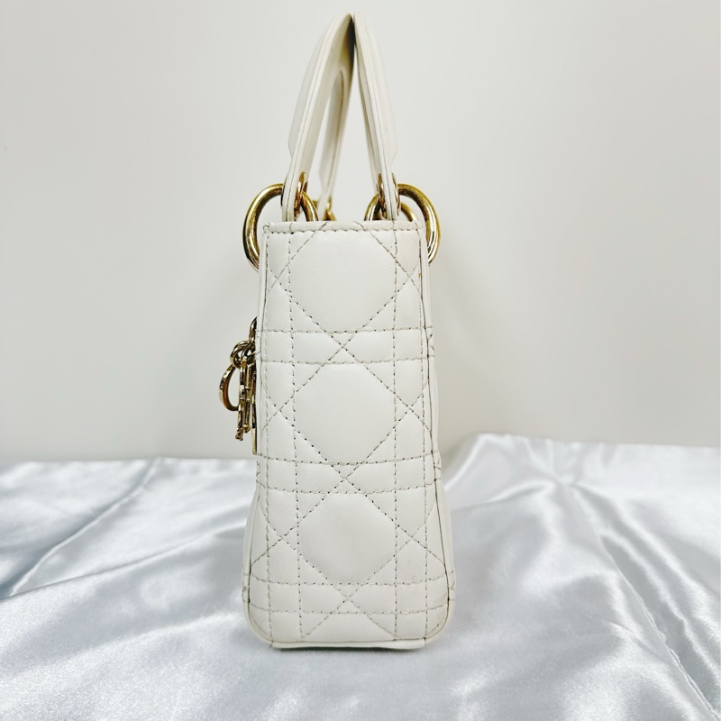 ❌已售❌ Dior Lady Dior Mini 三格黛妃包 Latte Cannage 奶油色淡金-5