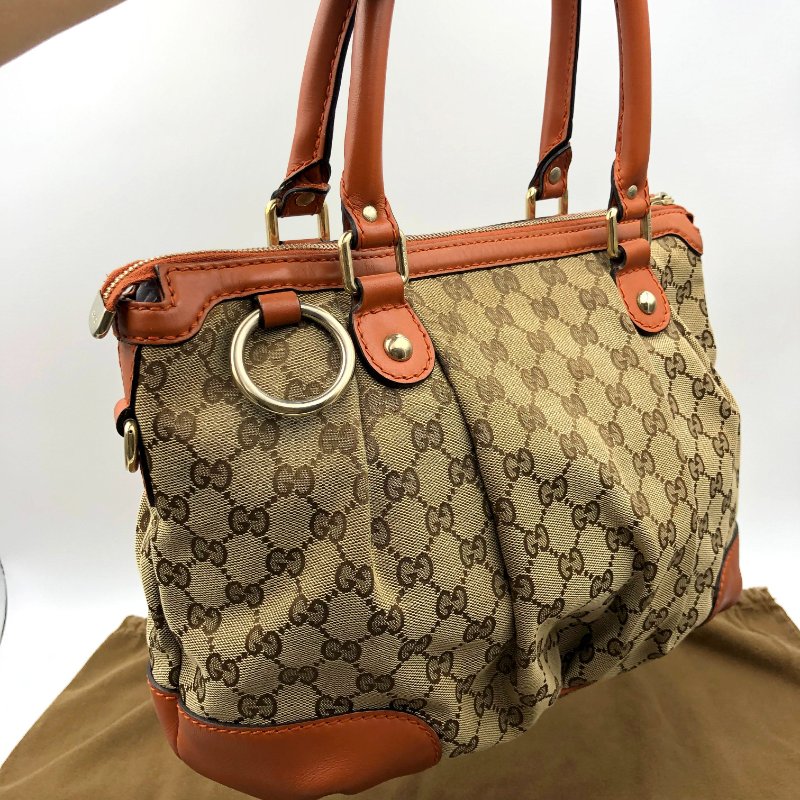 GUCCI Sukey系列 雙G緹花配皮托特包，逛街包，通勤包，手提包，二手真品，正品，現貨【已售出】-2