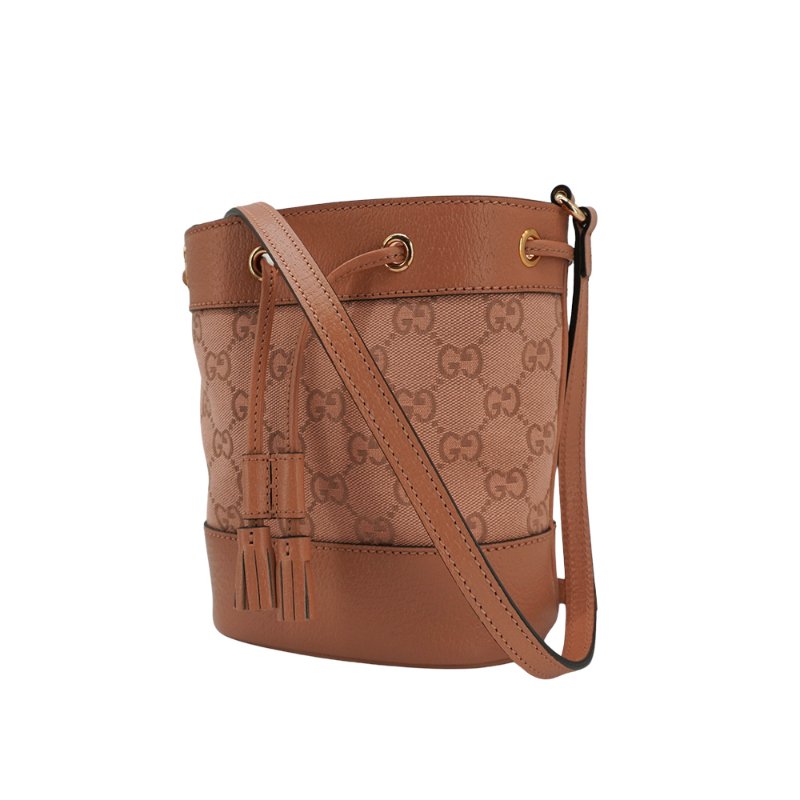 Gucci 展示品 Ophidia GG 帆布斜背水桶包(550620-粉橘)-1