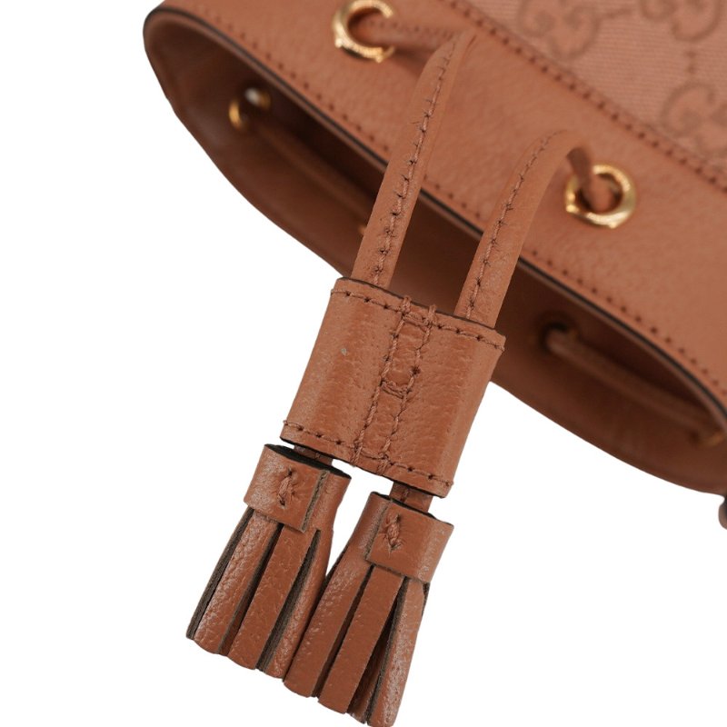 Gucci 展示品 Ophidia GG 帆布斜背水桶包(550620-粉橘)-5