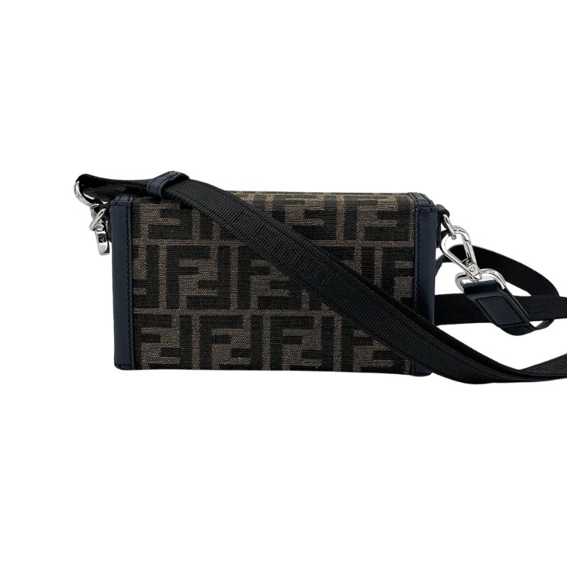 Fendi Mini Soft Trunk Baguette 帆布斜背手機包(7AS139-深藍/棕)-2