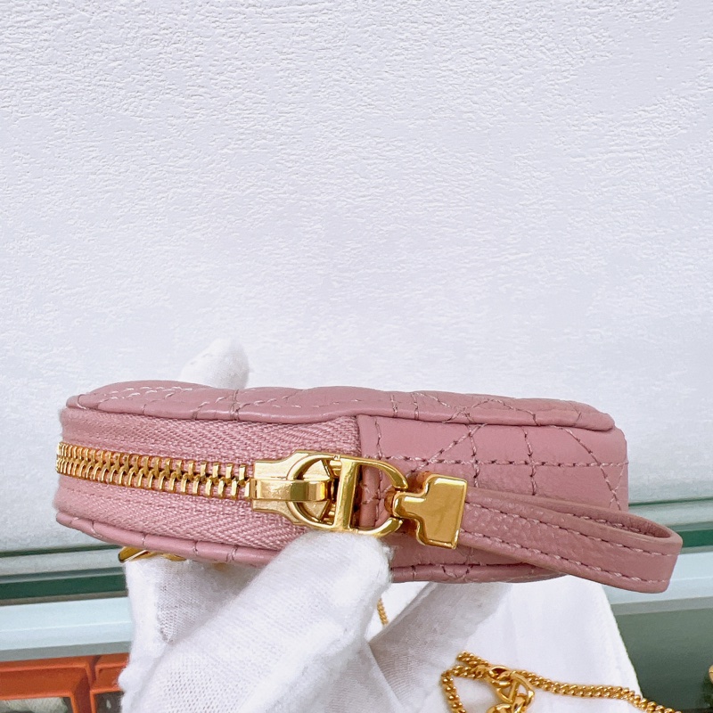 Dior caro heart pouch with chain 迪奧愛心包 乾燥玫瑰粉💗-3
