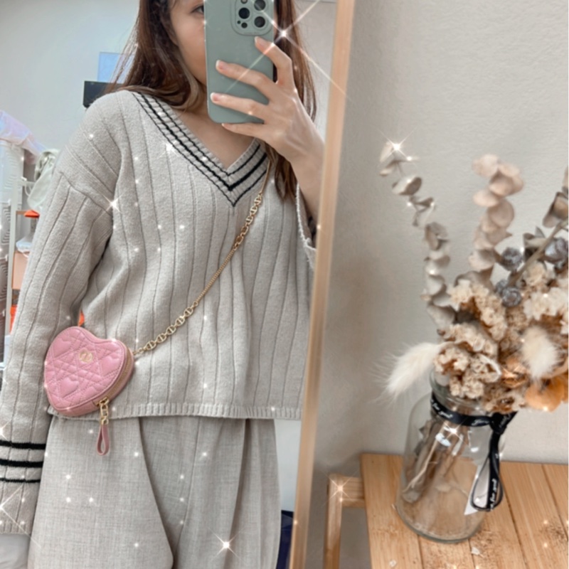 Dior caro heart pouch with chain 迪奧愛心包 乾燥玫瑰粉💗-7