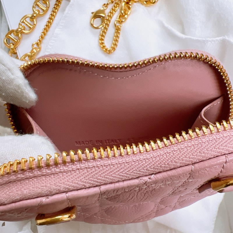 Dior caro heart pouch with chain 迪奧愛心包 乾燥玫瑰粉💗-11
