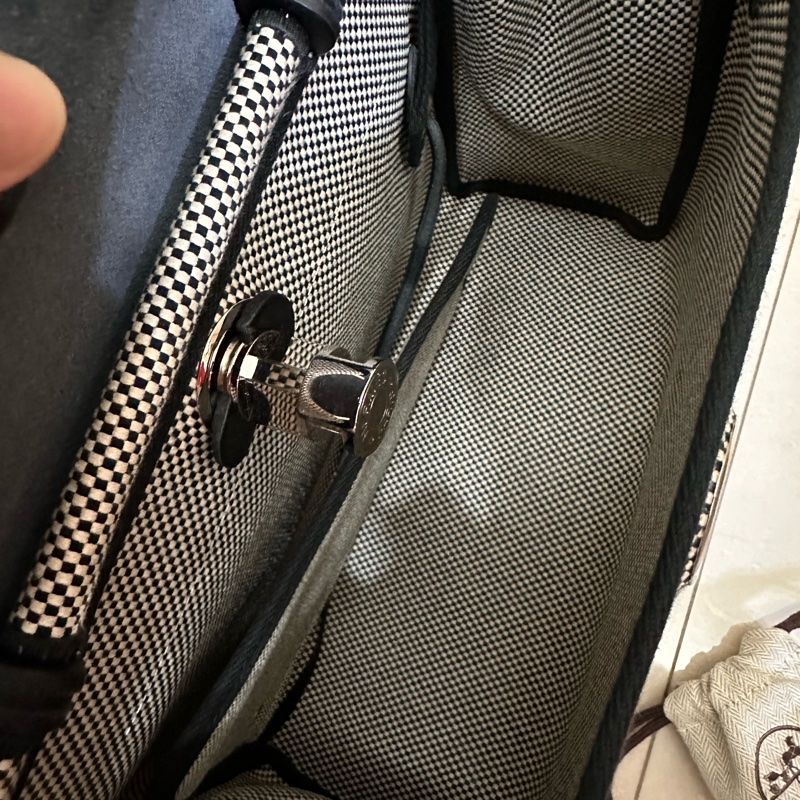 Hermes 愛馬仕 Herbag 31 帆布拼牛皮 特殊編織款 熊貓配色-11