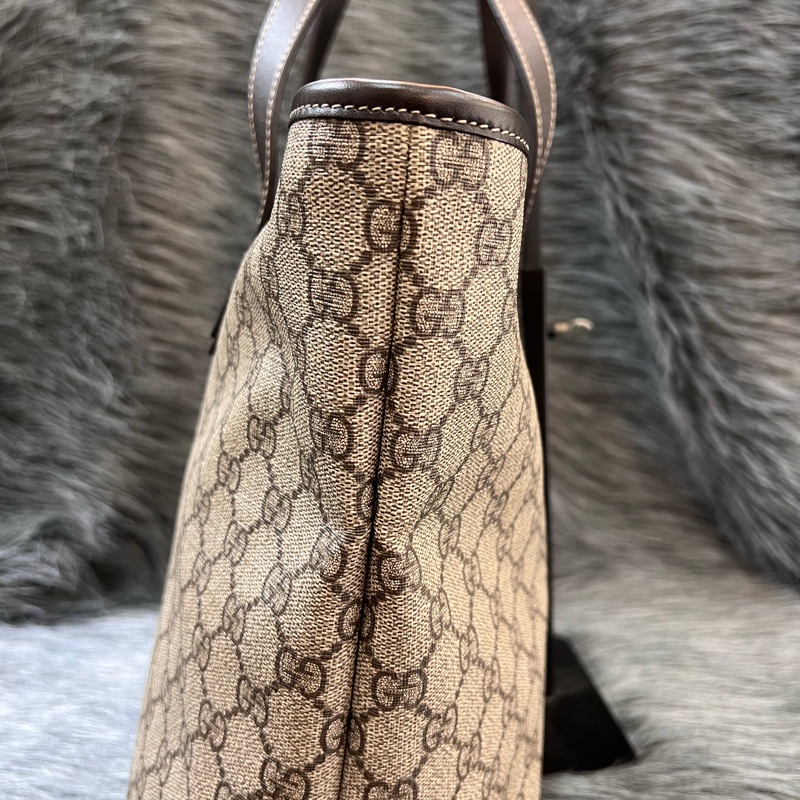 Gucci 211137 咖啡色 PVC GG 老花 托特包 購物包 手提包-2