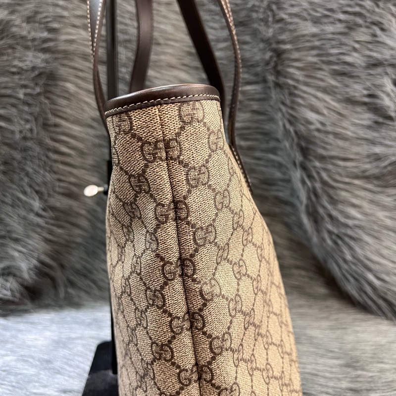Gucci 211137 咖啡色 PVC GG 老花 托特包 購物包 手提包-3