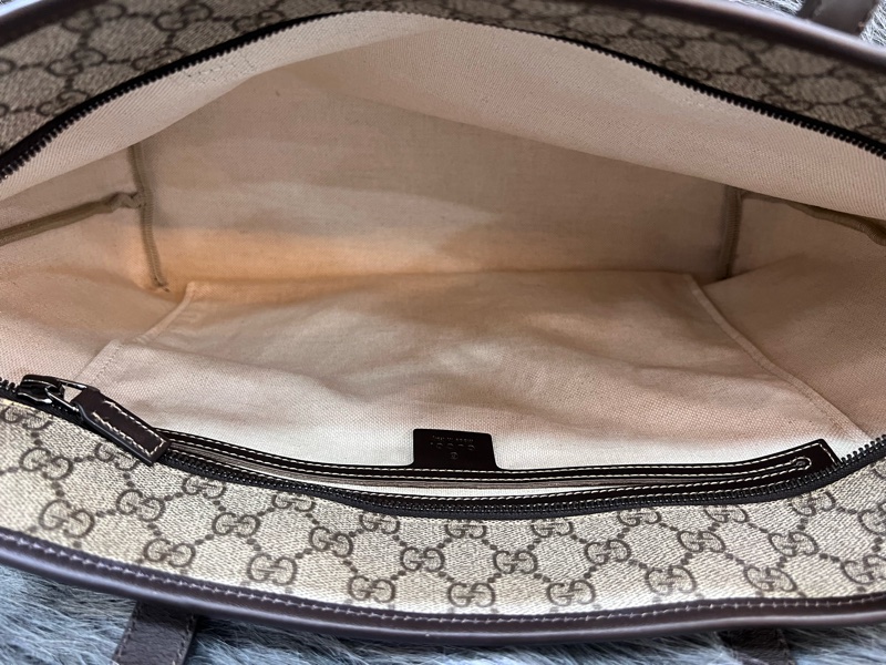 Gucci 211137 咖啡色 PVC GG 老花 托特包 購物包 手提包-5