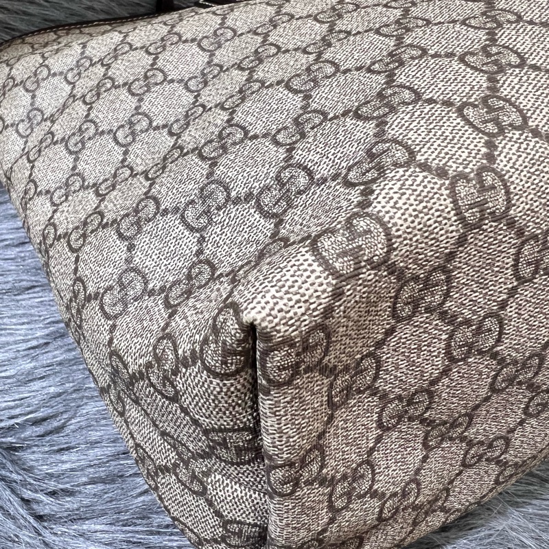 Gucci 211137 咖啡色 PVC GG 老花 托特包 購物包 手提包-8