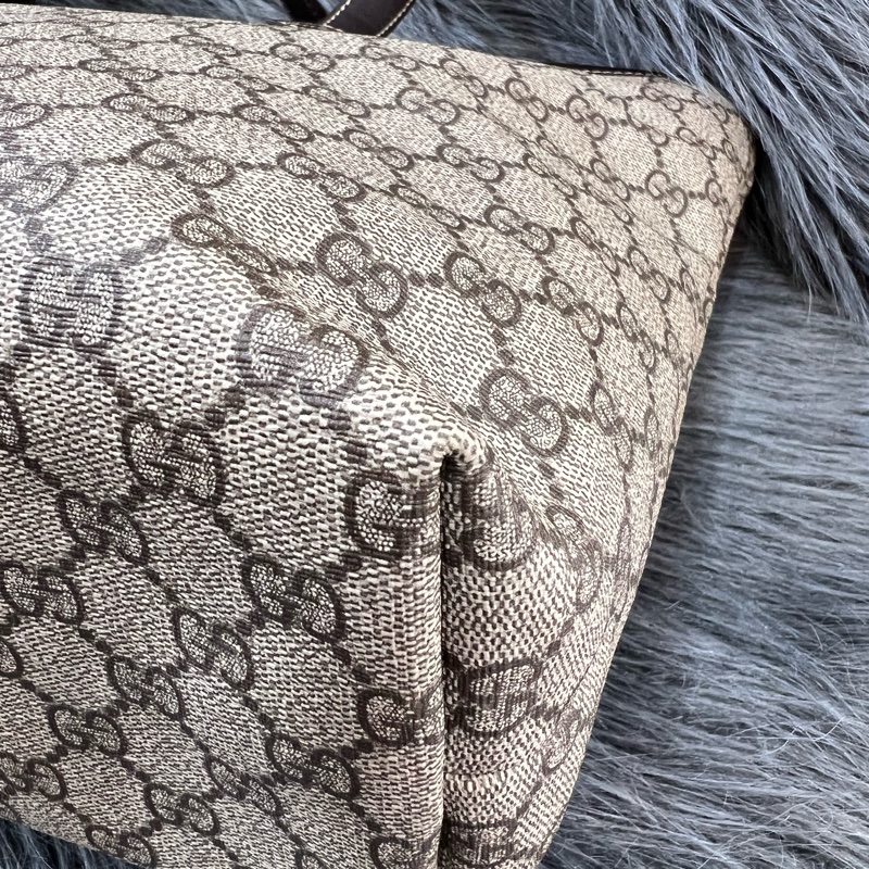 Gucci 211137 咖啡色 PVC GG 老花 托特包 購物包 手提包-9