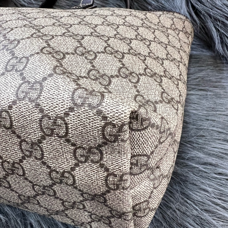Gucci 211137 咖啡色 PVC GG 老花 托特包 購物包 手提包-10