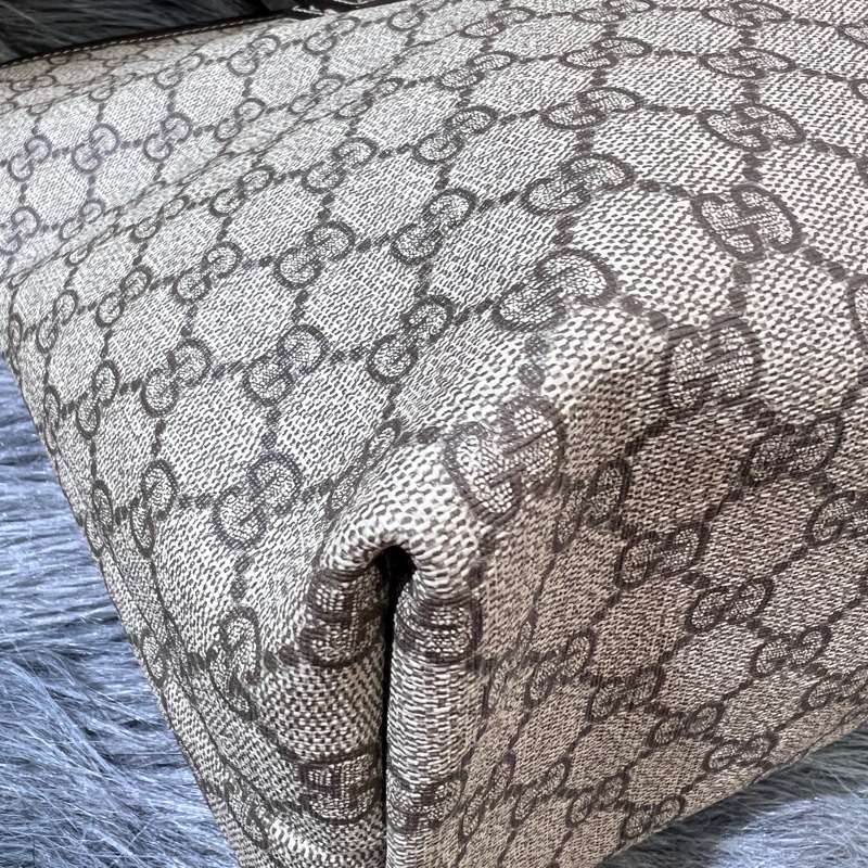 Gucci 211137 咖啡色 PVC GG 老花 托特包 購物包 手提包-11