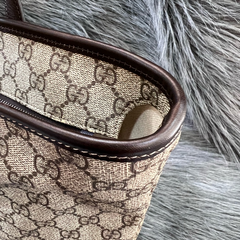 Gucci 211137 咖啡色 PVC GG 老花 托特包 購物包 手提包-13