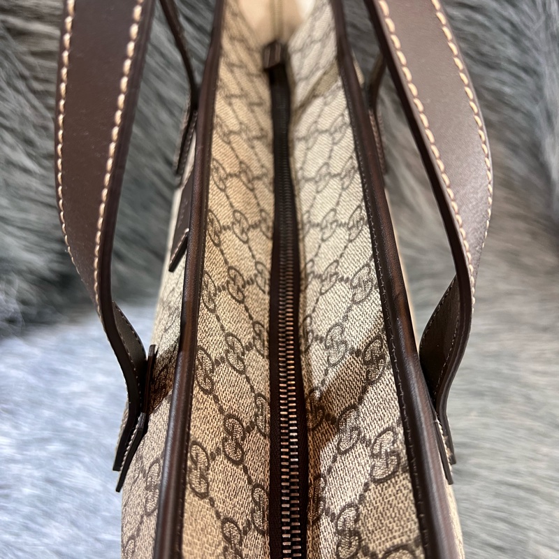 Gucci 211137 咖啡色 PVC GG 老花 托特包 購物包 手提包-14