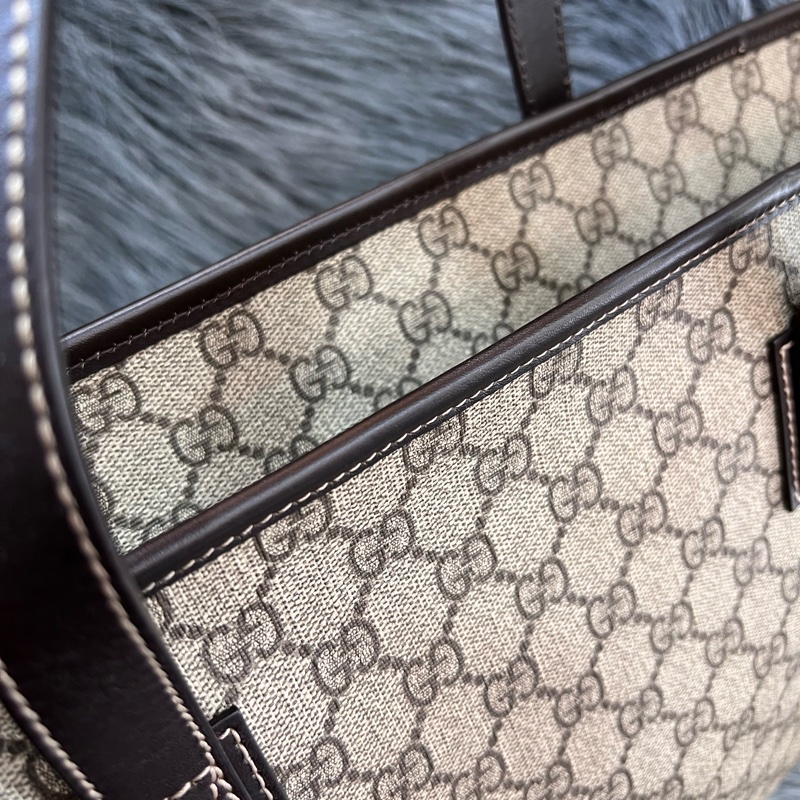 Gucci 211137 咖啡色 PVC GG 老花 托特包 購物包 手提包-15