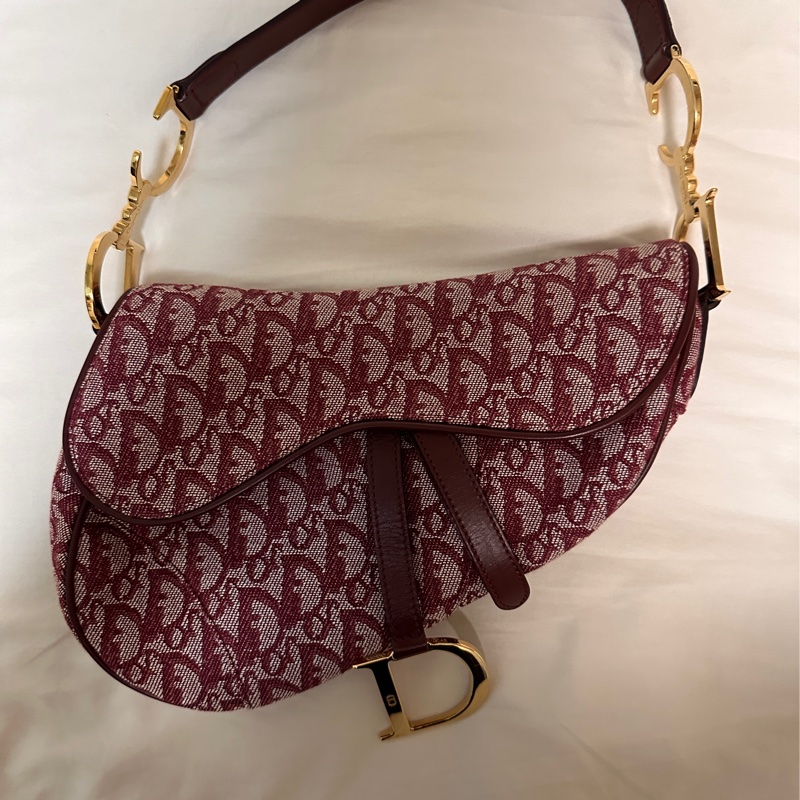 「全台最甜價❤️」Dior酒紅色馬鞍包 Dior saddle bag 中型款(95新)-1