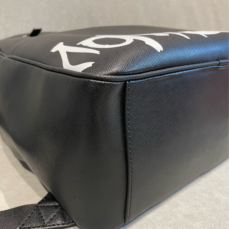 萬寶龍 Montblanc 全牛皮 後背包 電腦包 黑色塗鴉-2